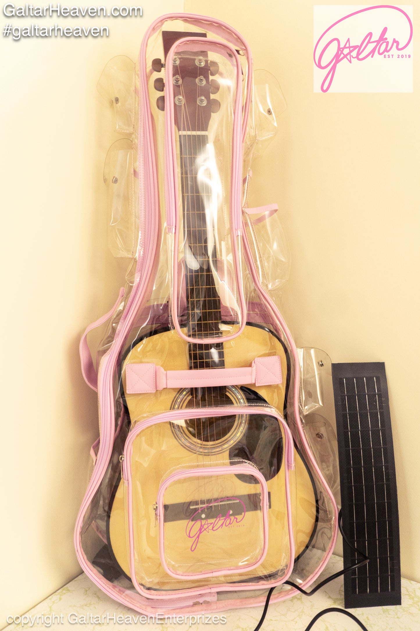 Clear Guitar Case with Solar Charging Panel