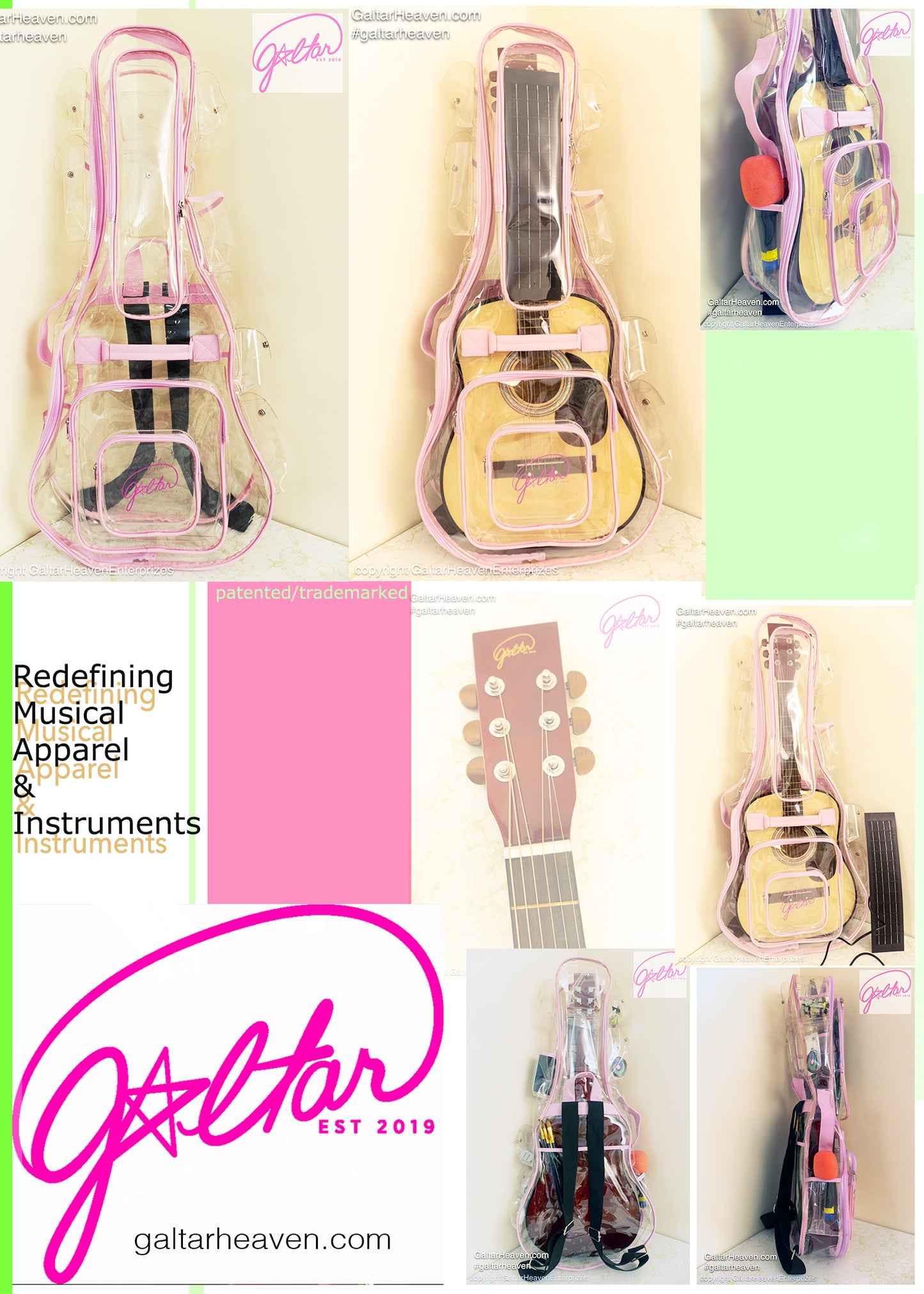 Clear Guitar Case with Solar Charging Panel
